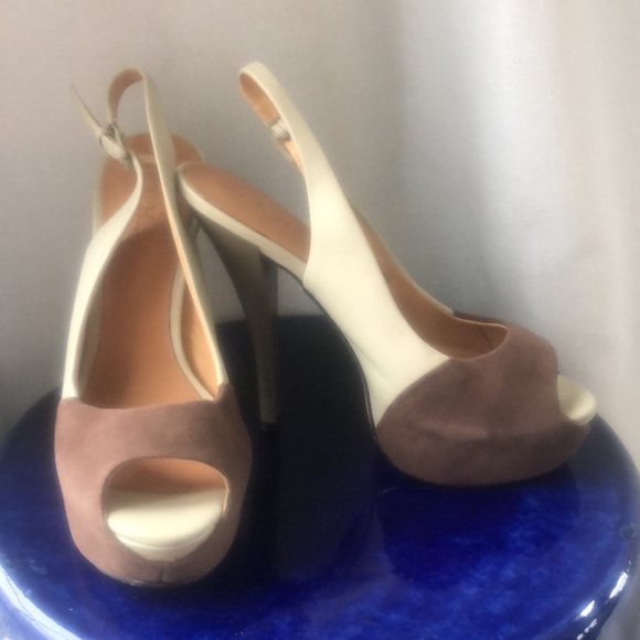 Lamb Gwen Stephanie rock steady sling back peep toe platform neutral nude cream - Picture 14 of 14